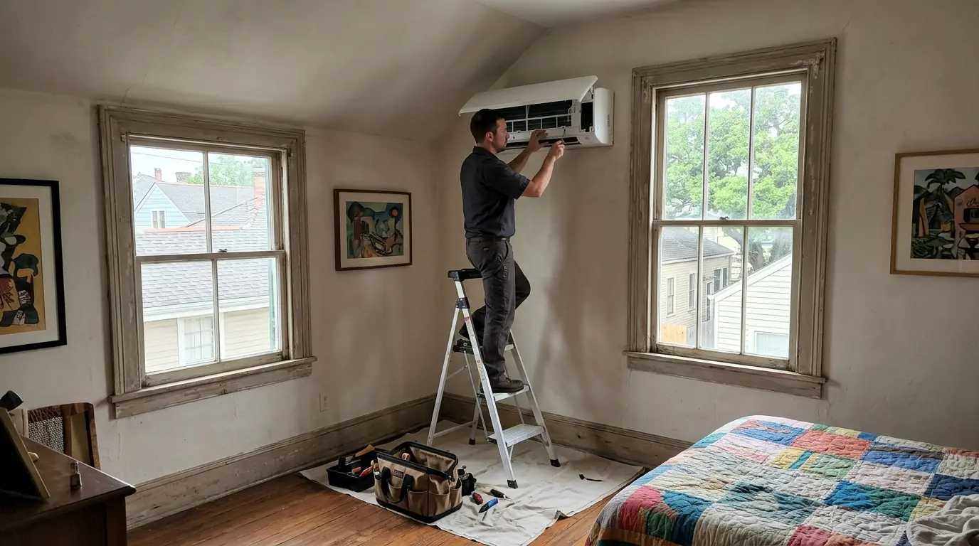 Camelback house in Carrollton with a ductless head upstairs