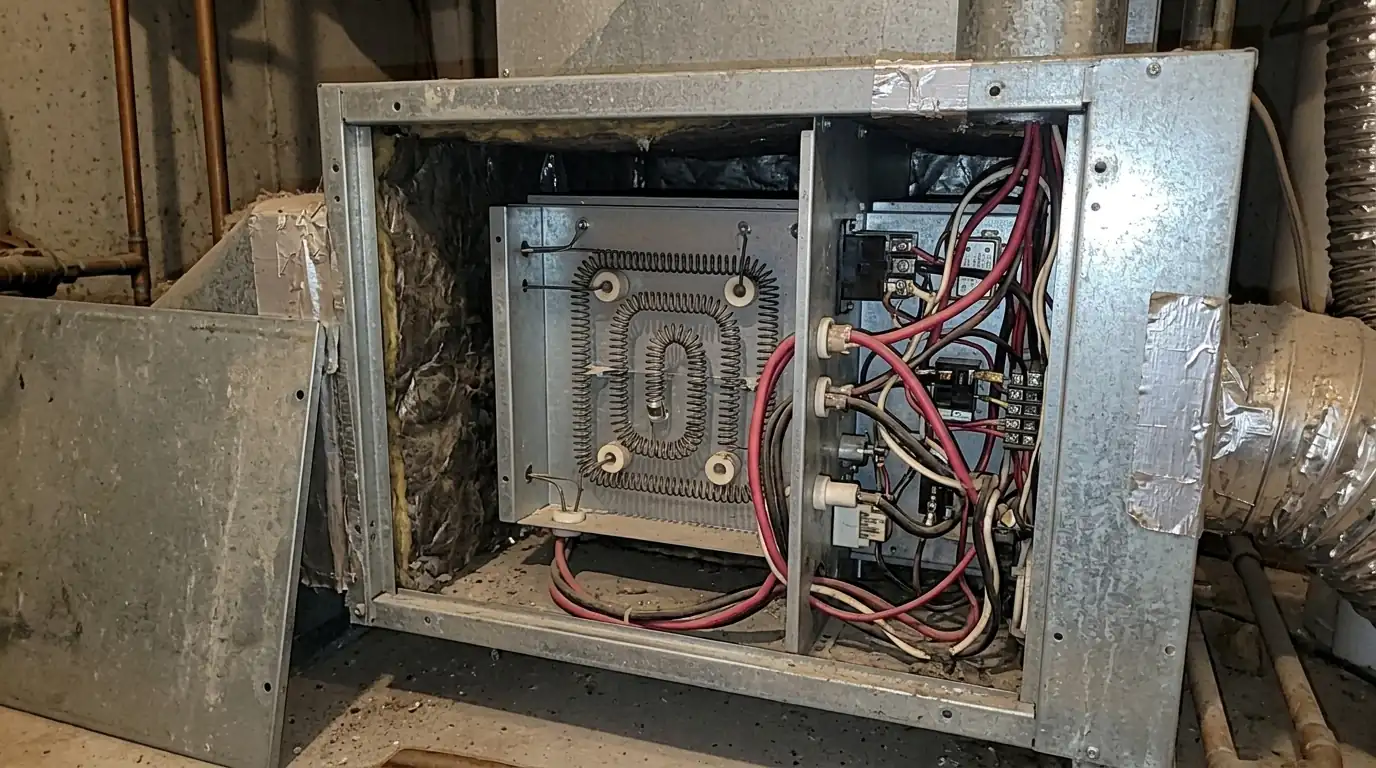 Electric heat strip elements inside an air handler